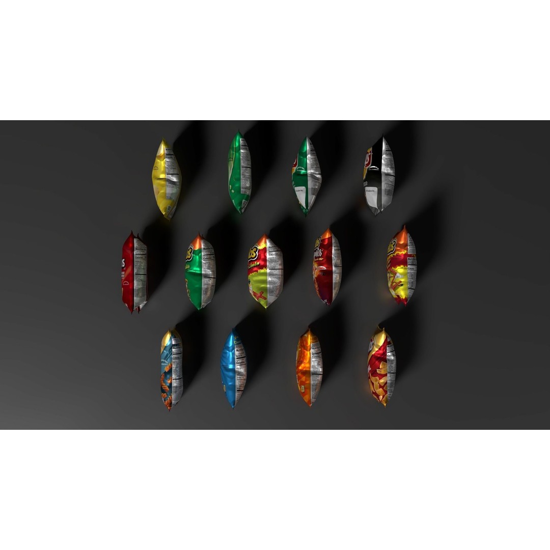 Snack Bags 3D Model – Low Poly Food Asset with PBR Textures - View 6