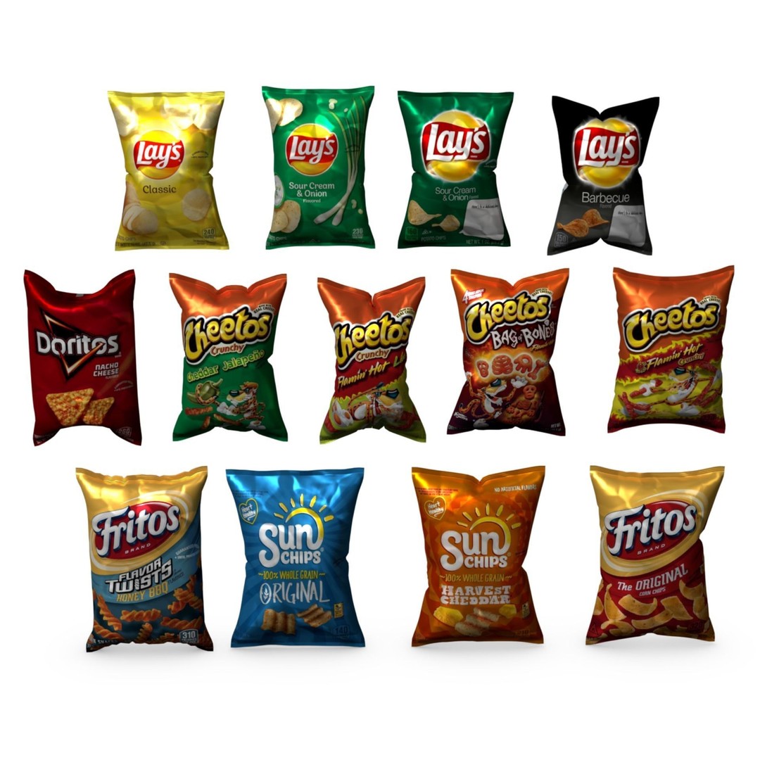 Snack Bags 3D Model – Low Poly Food Asset with PBR Textures - View 8