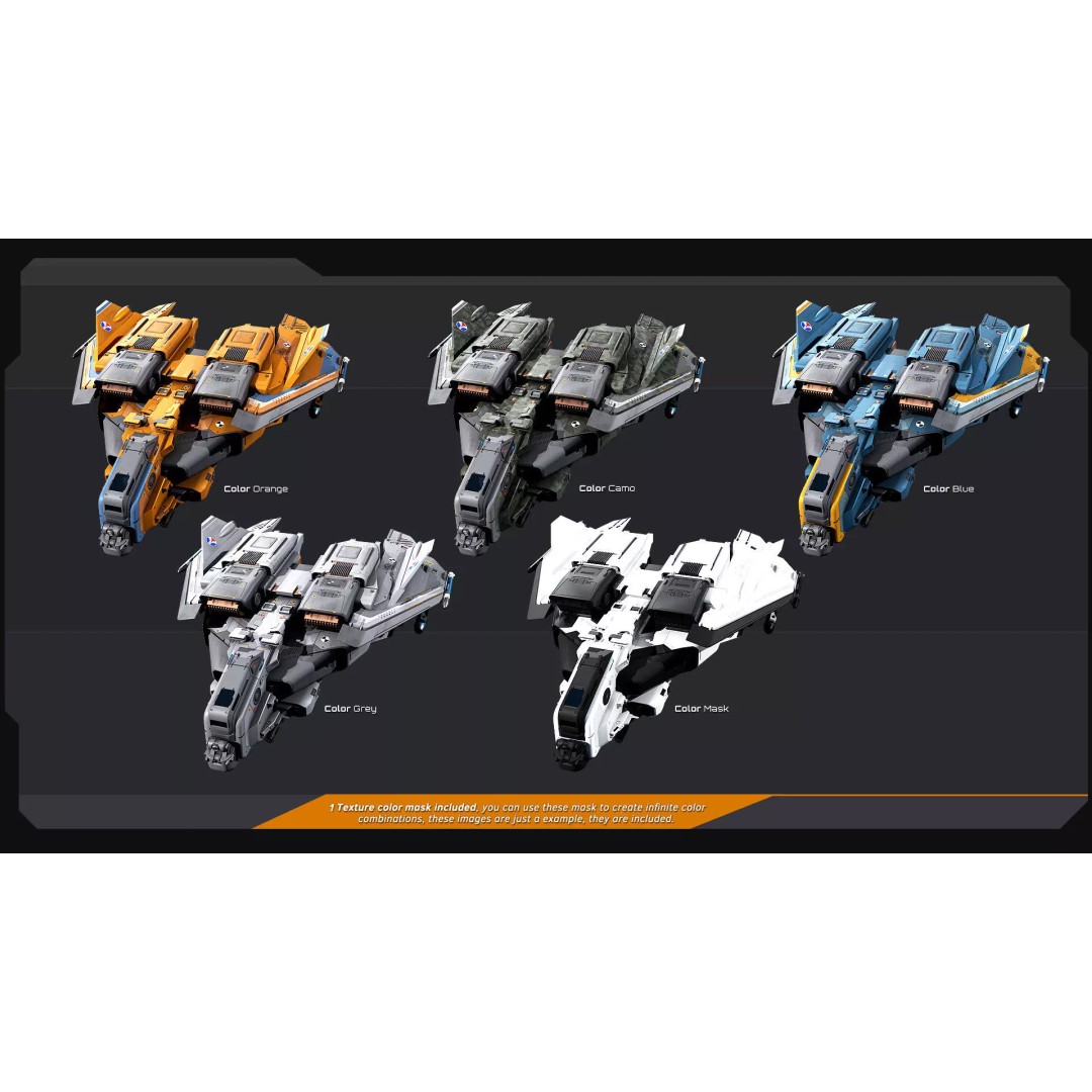 A20 Thunderbolt Spacecraft 3D Model – Low Poly PBR Game Asset, FBX - View 13