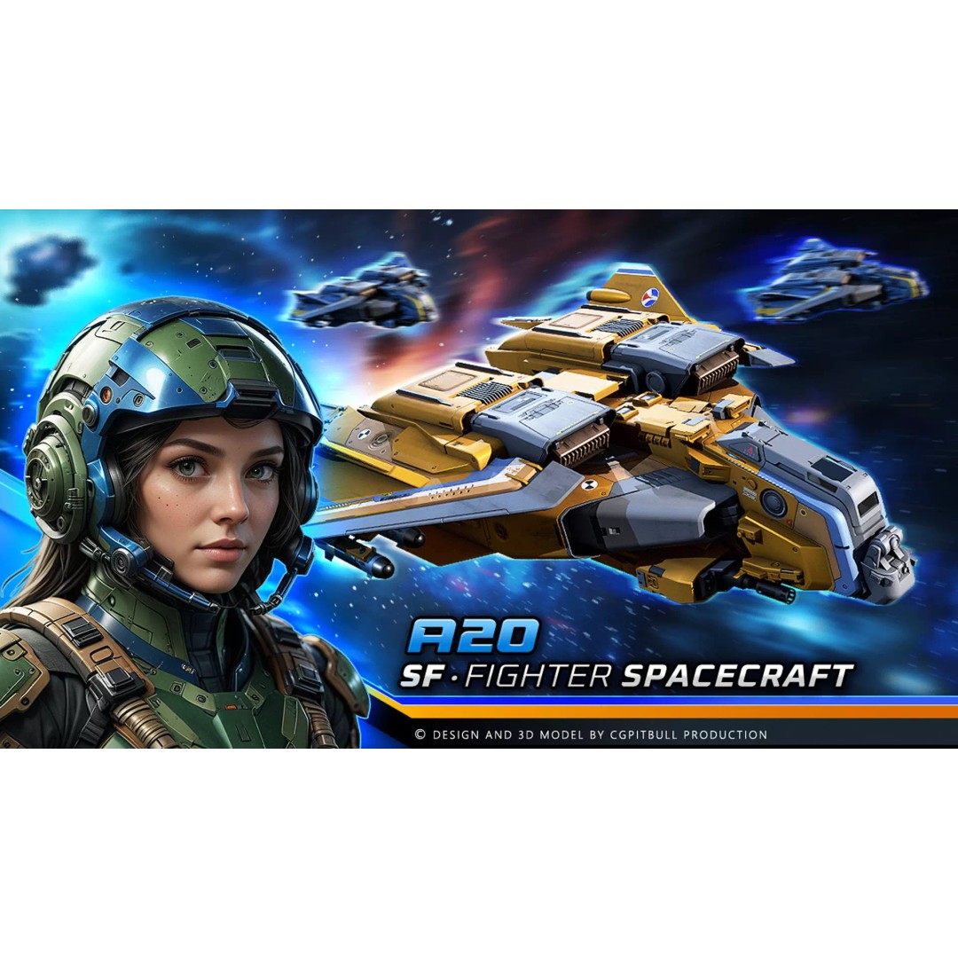A20 Thunderbolt Spacecraft 3D Model – Low Poly PBR Game Asset, FBX - View 2