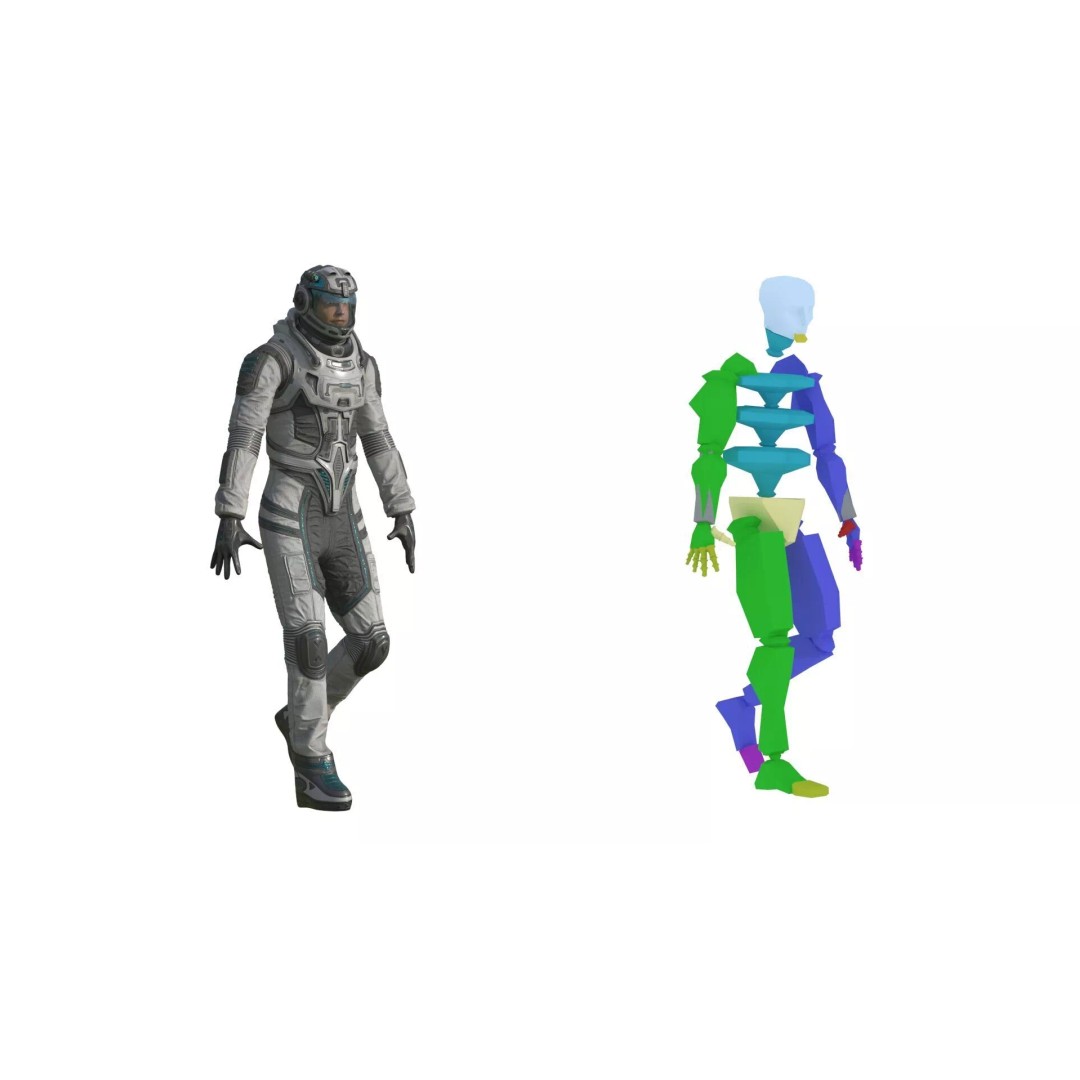 Futuristic Astronaut 3D Model – Rigged Sci-Fi Character for Animation - View 8