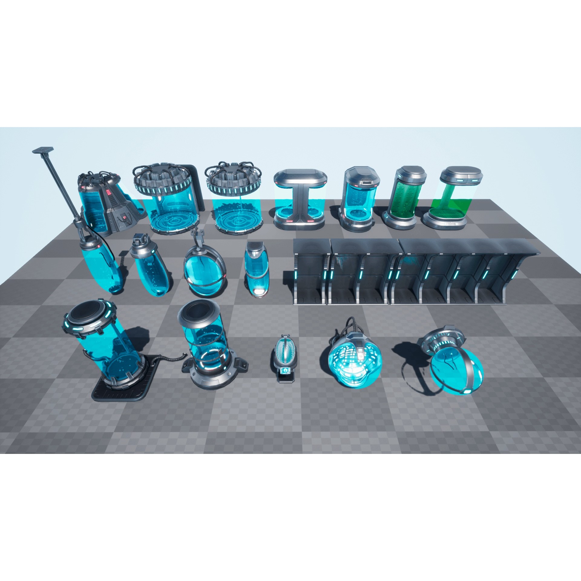 SciFi Lab Cryo Capsules - Low-Poly Game-Ready 3D Model - View 14