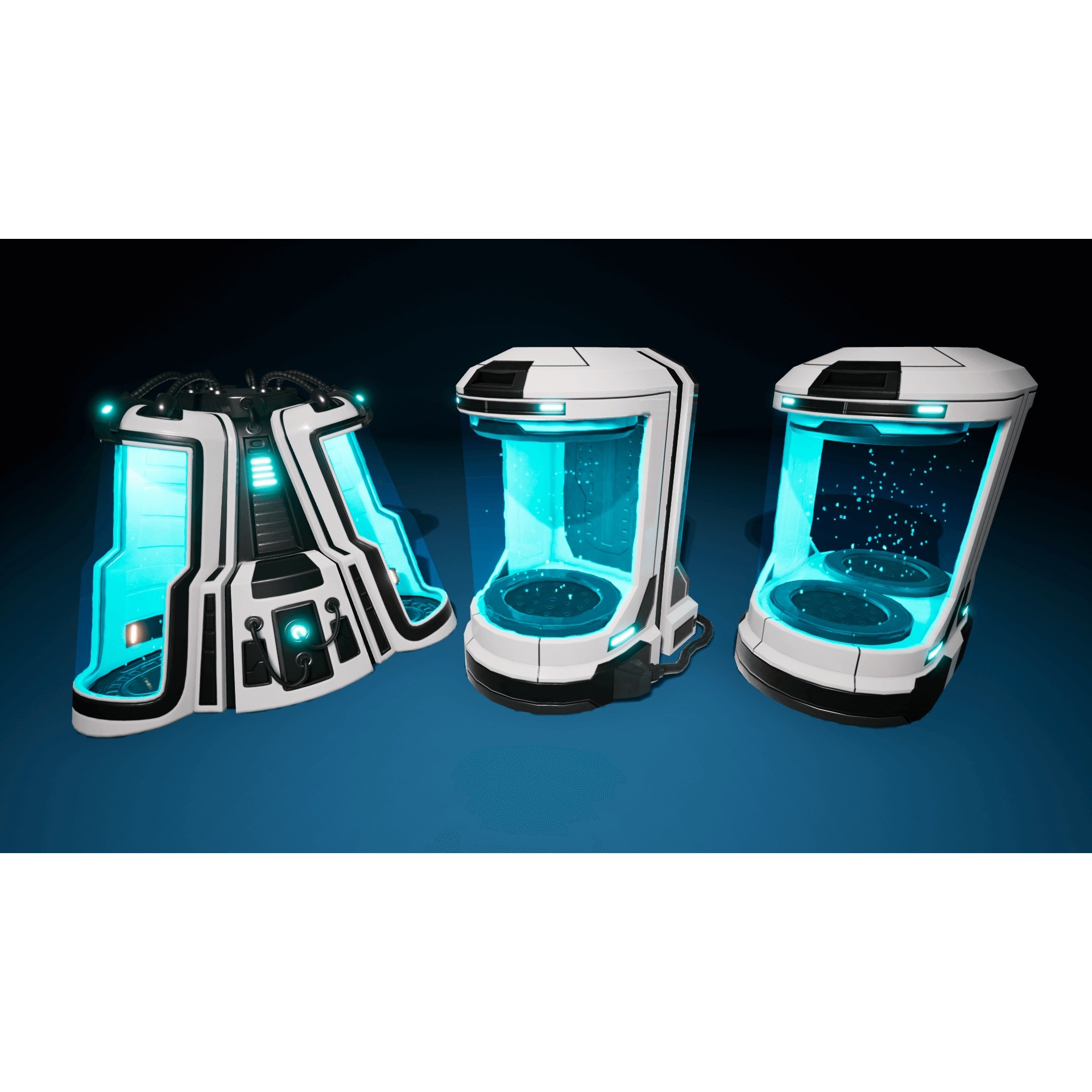 SciFi Lab Cryo Capsules - Low-Poly Game-Ready 3D Model - View 3