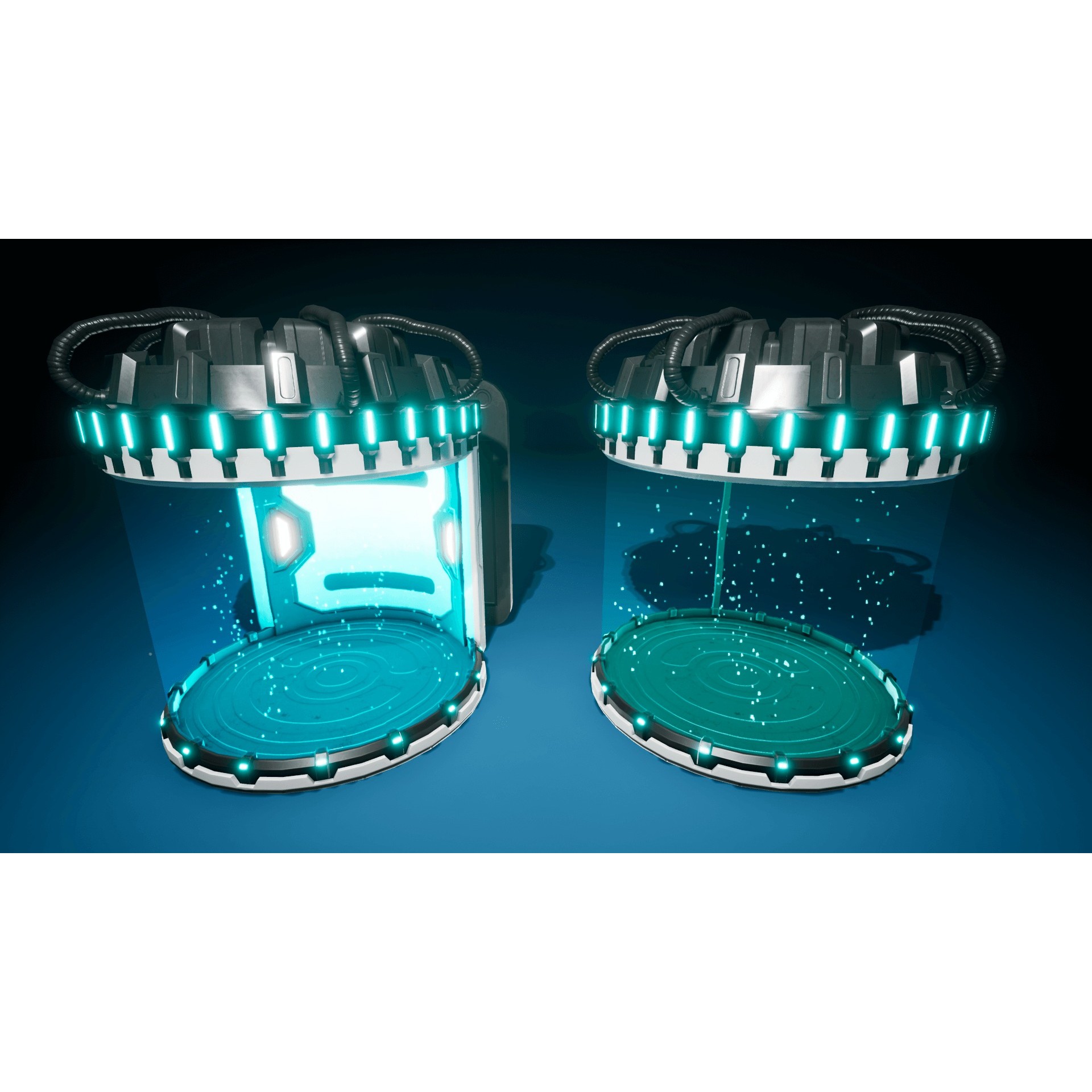 SciFi Lab Cryo Capsules - Low-Poly Game-Ready 3D Model - View 4