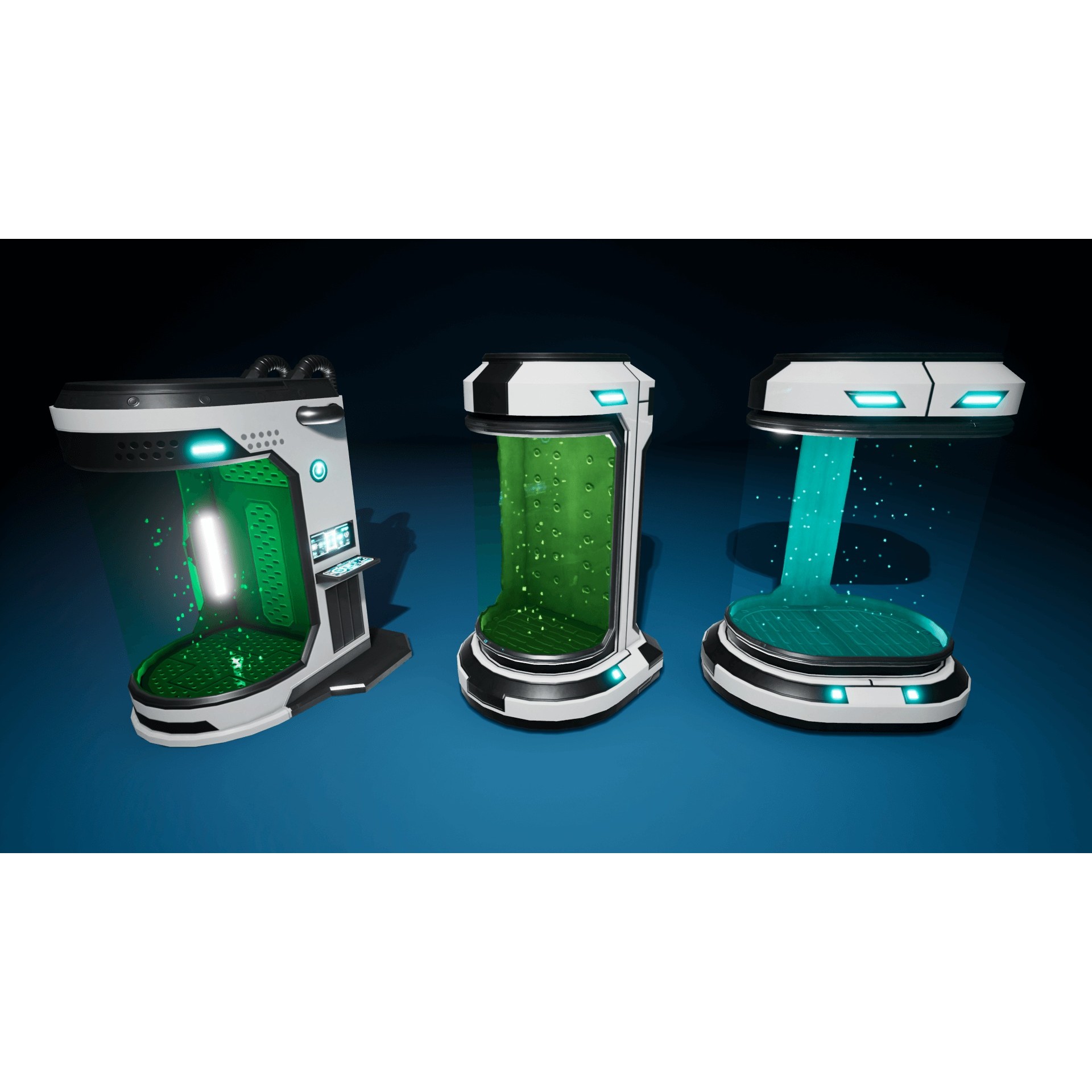 SciFi Lab Cryo Capsules - Low-Poly Game-Ready 3D Model - View 5