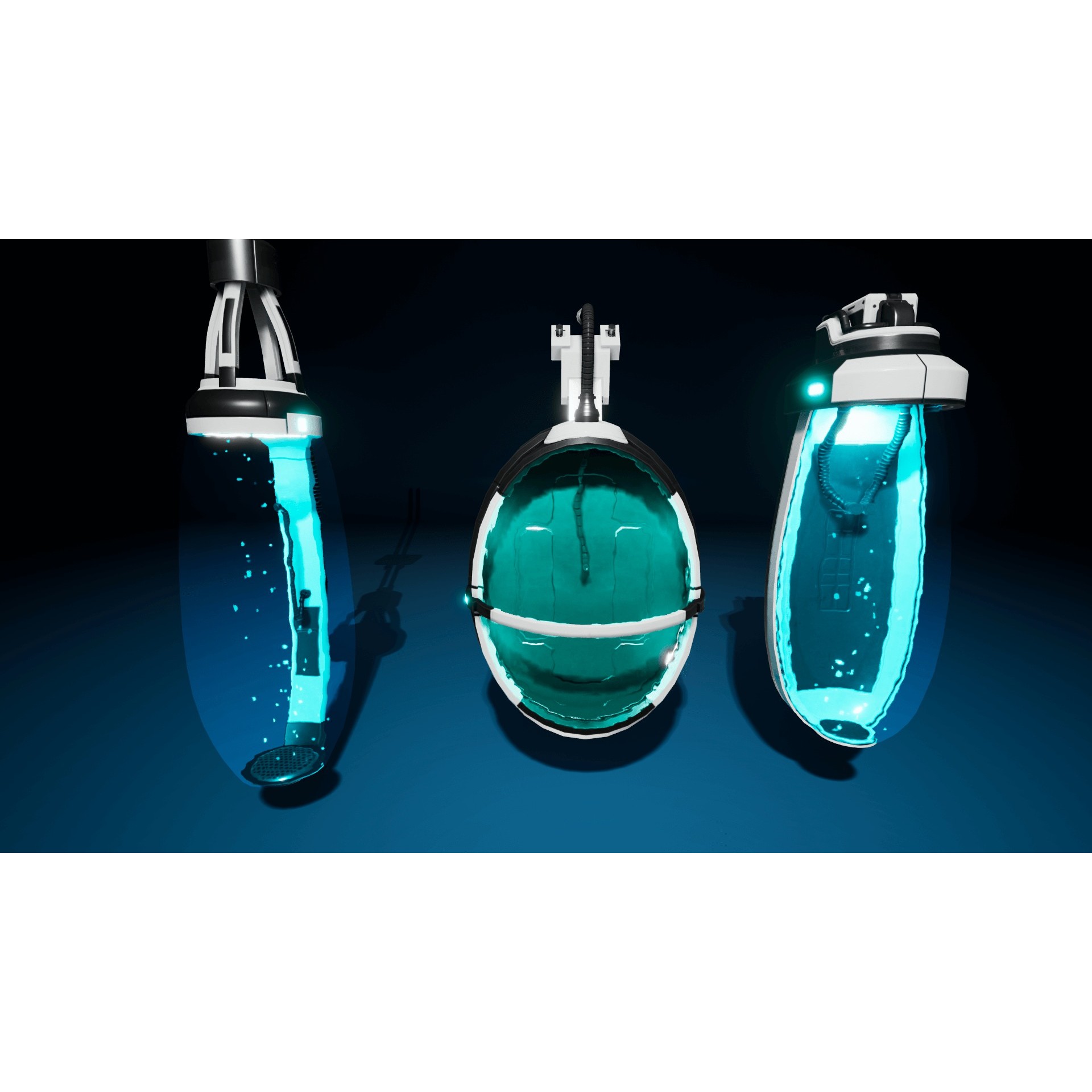 SciFi Lab Cryo Capsules - Low-Poly Game-Ready 3D Model - View 7