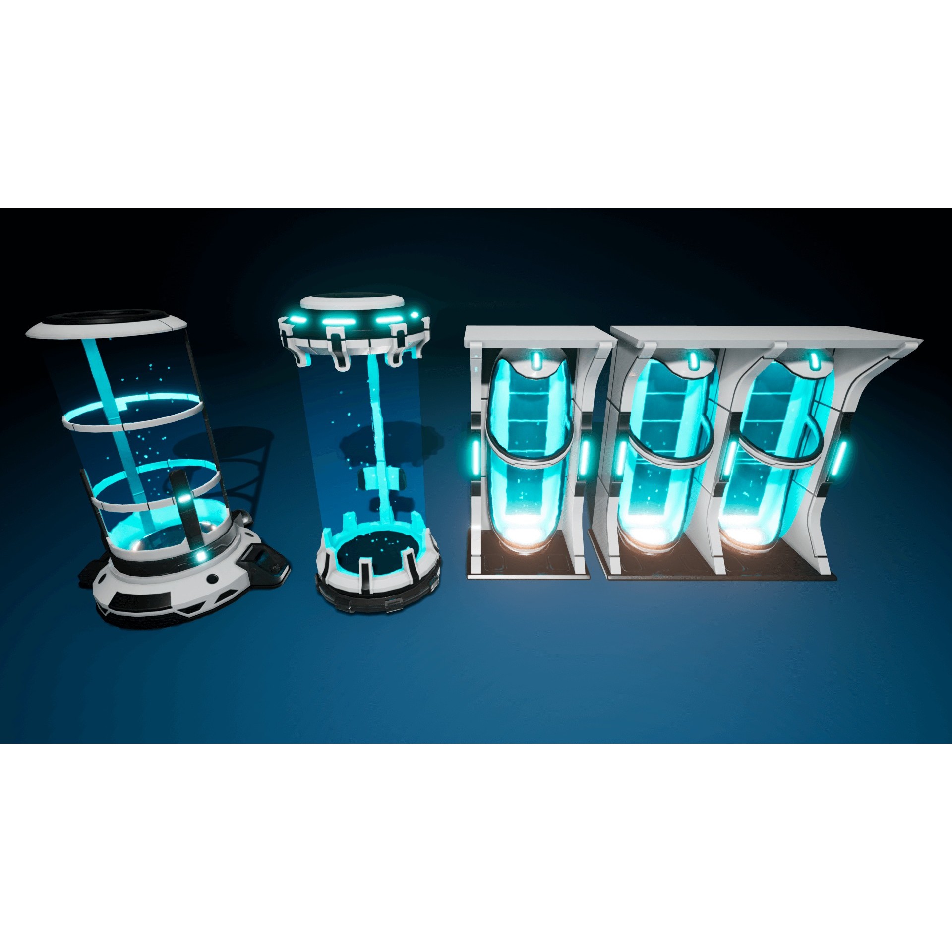 SciFi Lab Cryo Capsules - Low-Poly Game-Ready 3D Model - View 8