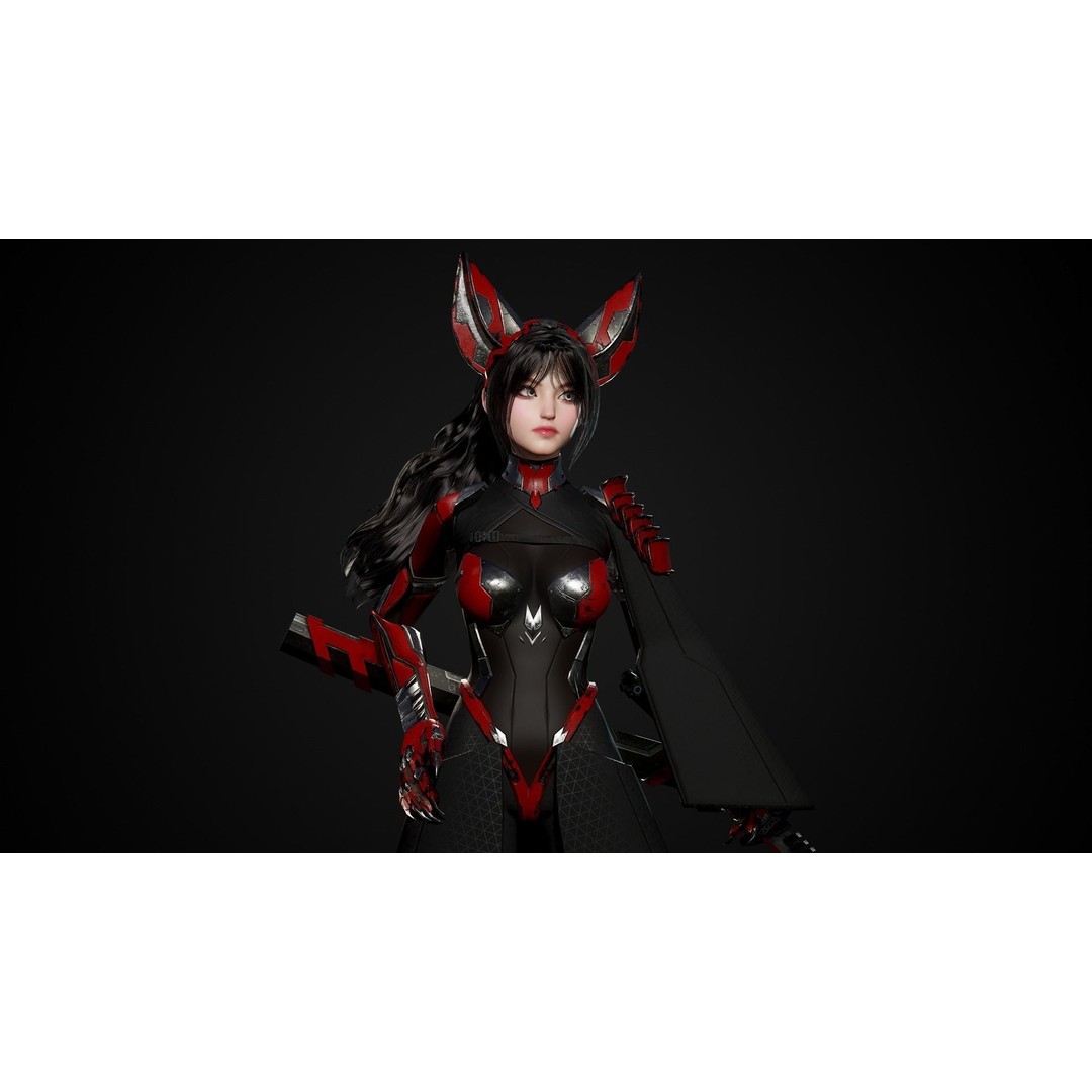 Cosmo Fox Girl 3D Model – Game Ready Low-Poly Sci-Fi Character, FBX