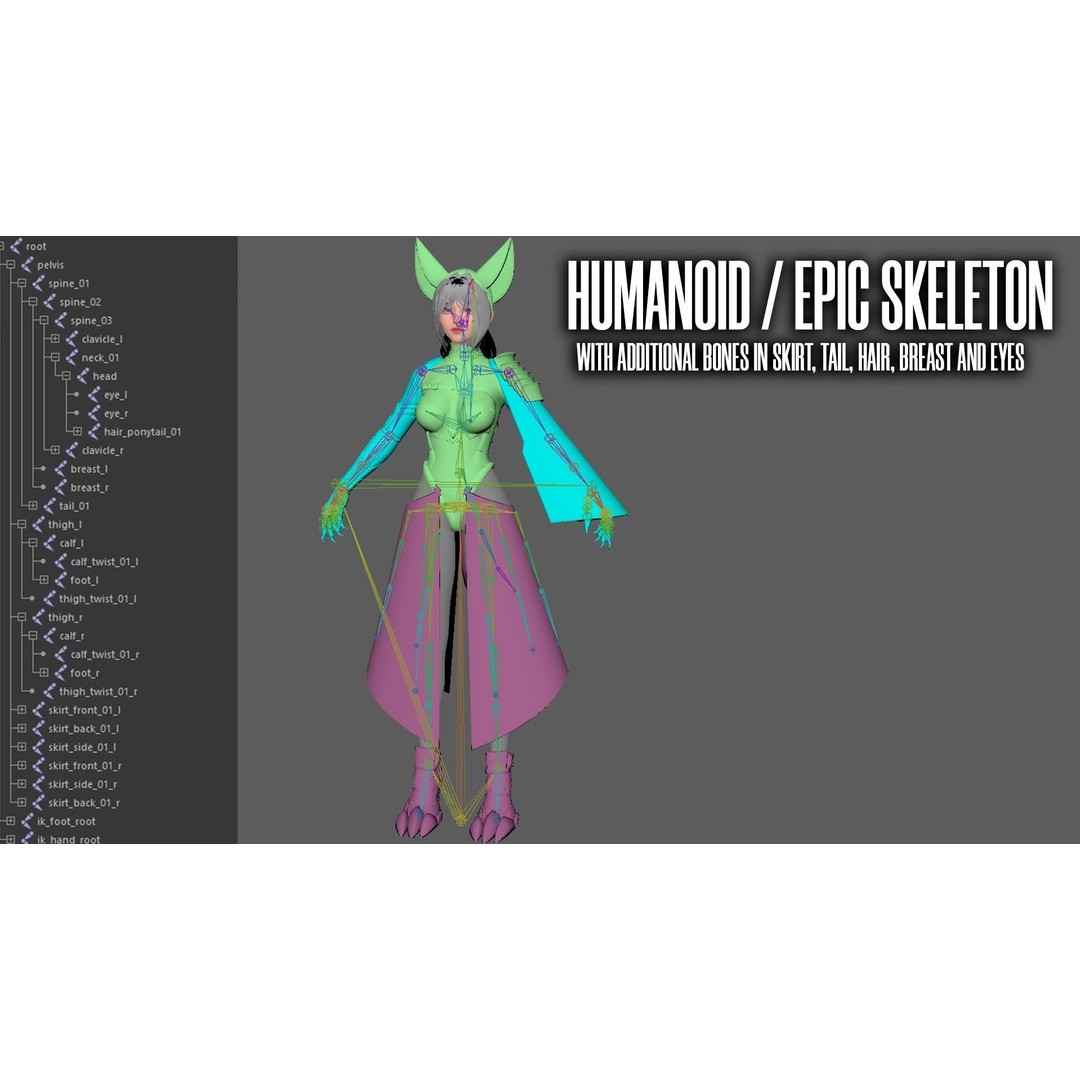 Cosmo Fox Girl 3D Model – Game Ready Low-Poly Sci-Fi Character, FBX - View 11