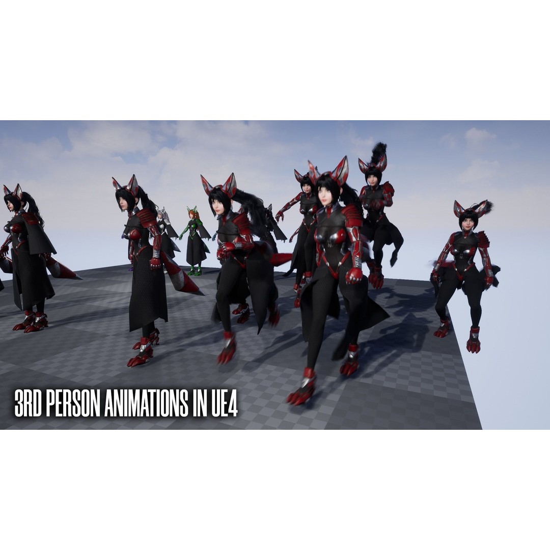 Cosmo Fox Girl 3D Model – Game Ready Low-Poly Sci-Fi Character, FBX - View 14