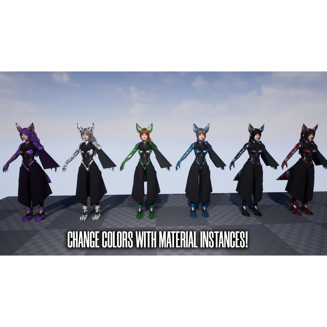 Cosmo Fox Girl 3D Model – Game Ready Low-Poly Sci-Fi Character, FBX - View 15