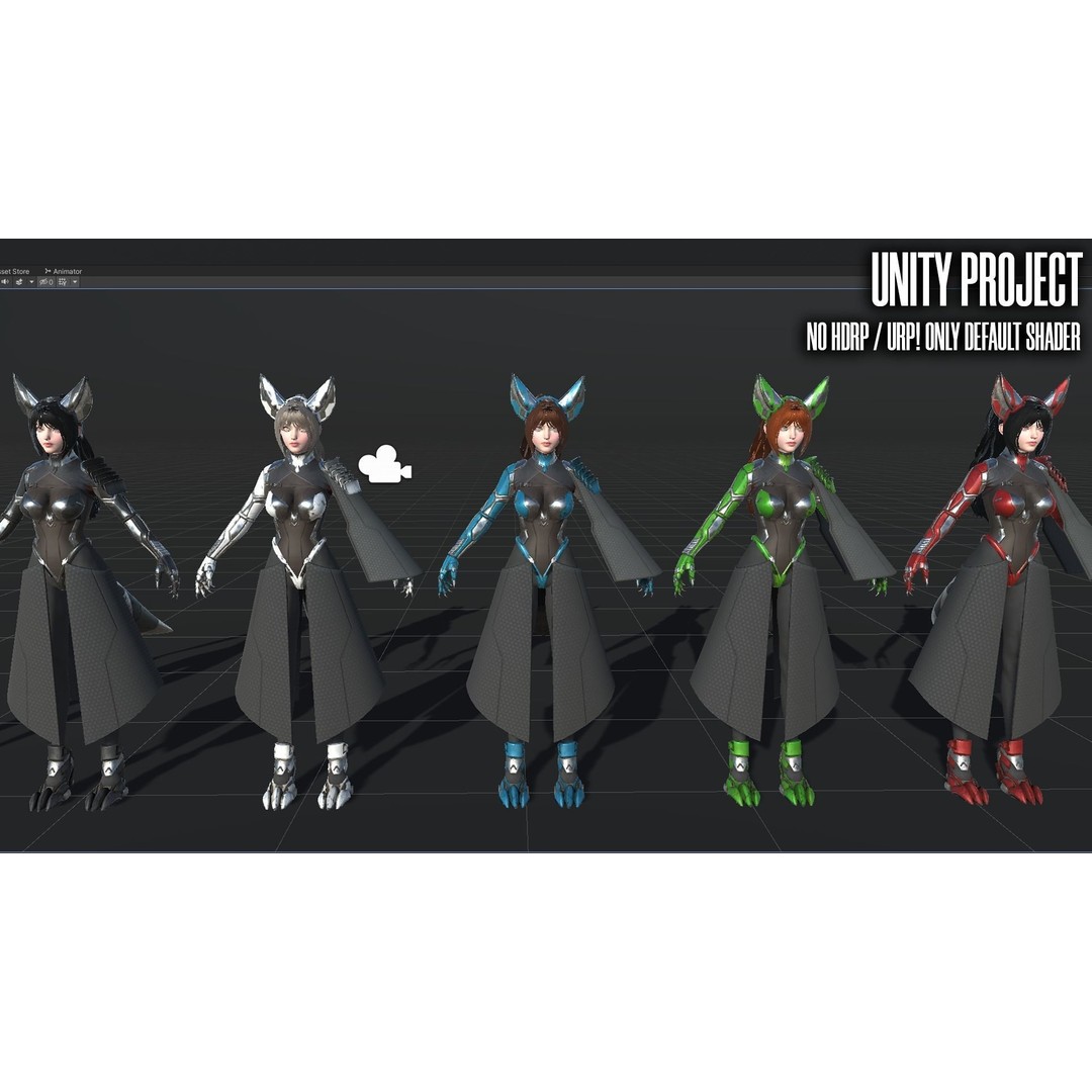 Cosmo Fox Girl 3D Model – Game Ready Low-Poly Sci-Fi Character, FBX - View 16