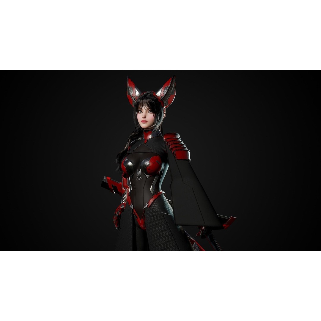 Cosmo Fox Girl 3D Model – Game Ready Low-Poly Sci-Fi Character, FBX - View 22
