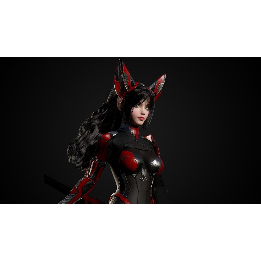 Cosmo Fox Girl 3D Model – Game Ready Low-Poly Sci-Fi Character, FBX - View 25