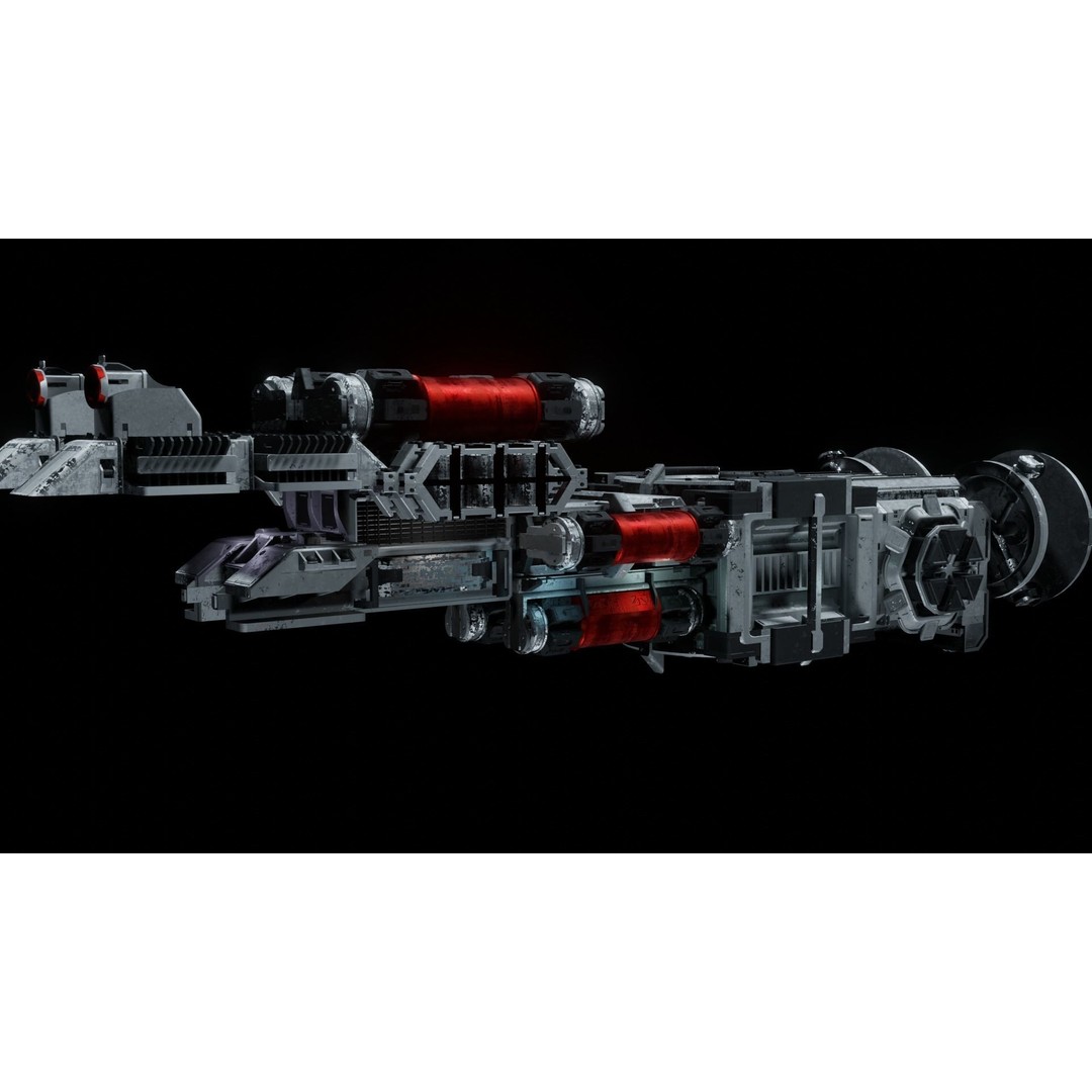 Sci-Fi Spaceship 3D Model – Low Poly PBR Asset, Blender, Animation - View 3