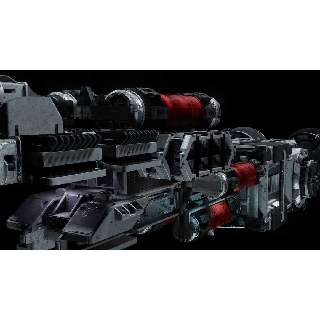 Sci-Fi Spaceship 3D Model – Low Poly PBR Asset, Blender, Animation - View 4