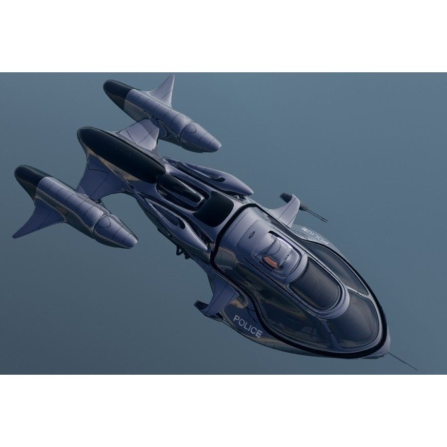 Police Patrol V-1255 3D Model – Futuristic Flying Vehicle, FBX, OBJ