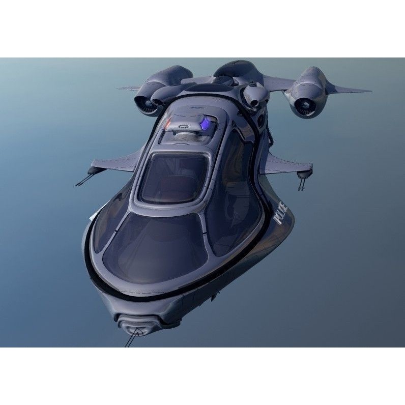 Police Patrol V-1255 3D Model – Futuristic Flying Vehicle, FBX, OBJ - View 10