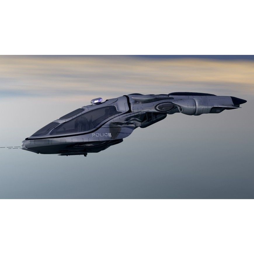 Police Patrol V-1255 3D Model – Futuristic Flying Vehicle, FBX, OBJ - View 11