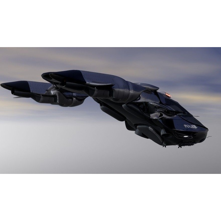 Police Patrol V-1255 3D Model – Futuristic Flying Vehicle, FBX, OBJ - View 12