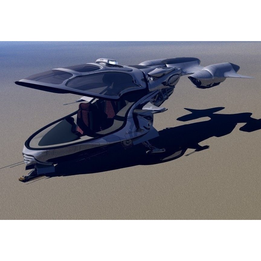 Police Patrol V-1255 3D Model – Futuristic Flying Vehicle, FBX, OBJ - View 3