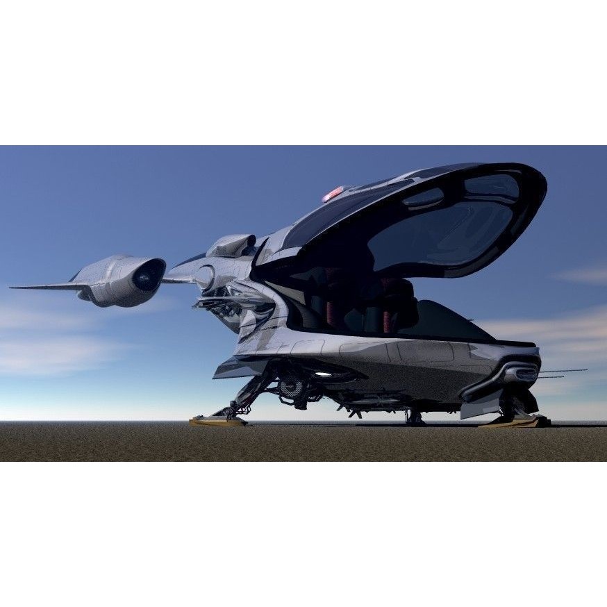 Police Patrol V-1255 3D Model – Futuristic Flying Vehicle, FBX, OBJ - View 4