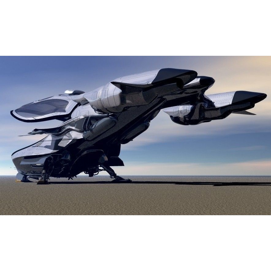 Police Patrol V-1255 3D Model – Futuristic Flying Vehicle, FBX, OBJ - View 5