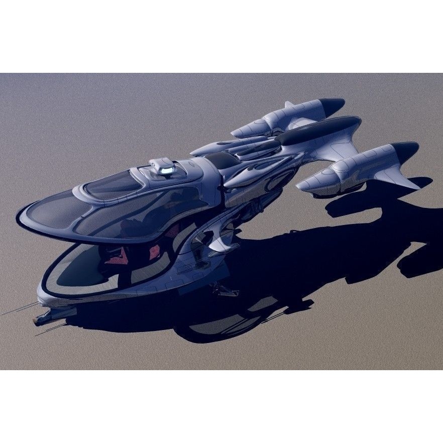 Police Patrol V-1255 3D Model – Futuristic Flying Vehicle, FBX, OBJ - View 6