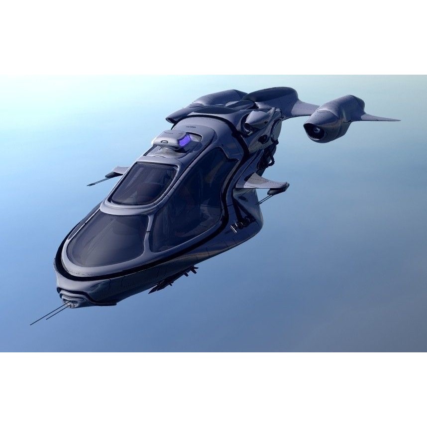 Police Patrol V-1255 3D Model – Futuristic Flying Vehicle, FBX, OBJ - View 7