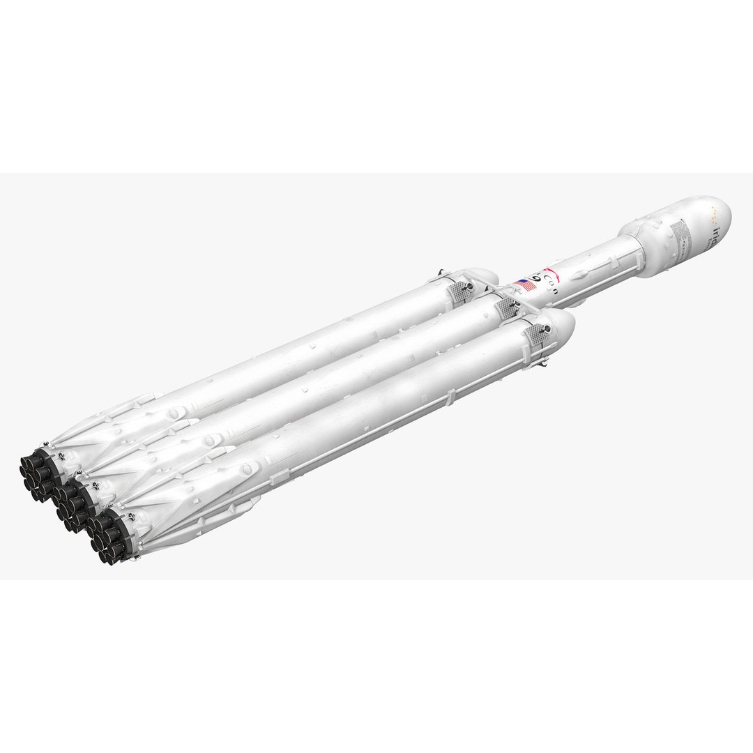 SpaceX Falcon Heavy Rocket 3D Model – Rigged PBR Asset, FBX - View 10