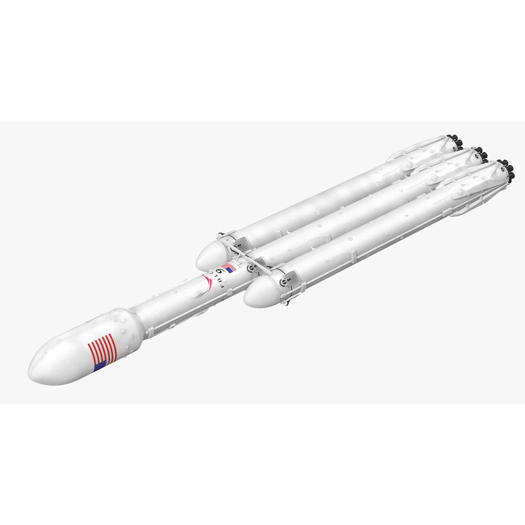 SpaceX Falcon Heavy Rocket 3D Model – Rigged PBR Asset, FBX - View 11