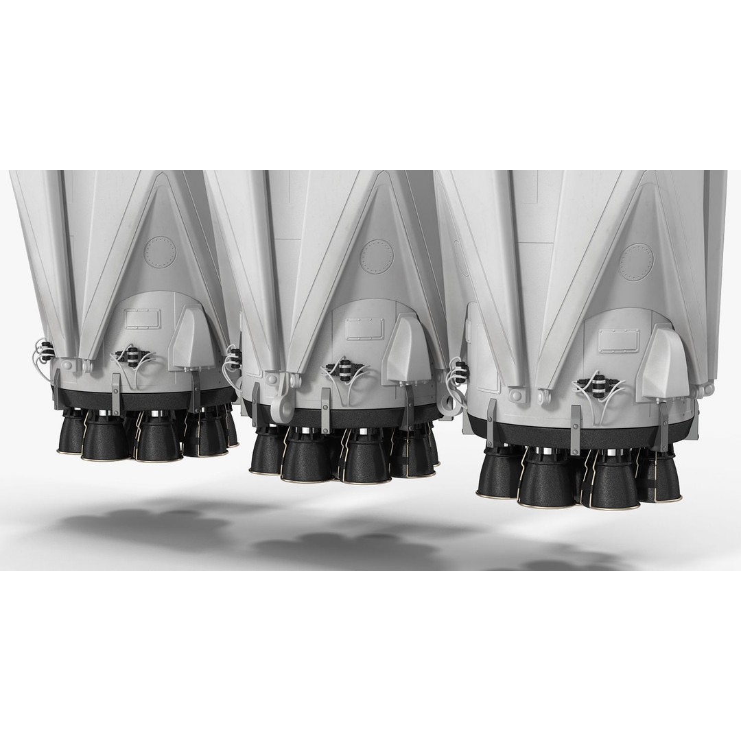 SpaceX Falcon Heavy Rocket 3D Model – Rigged PBR Asset, FBX - View 16