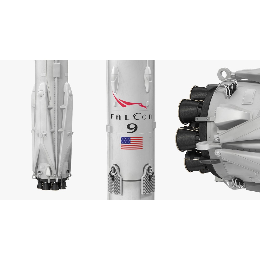 SpaceX Falcon Heavy Rocket 3D Model – Rigged PBR Asset, FBX - View 18