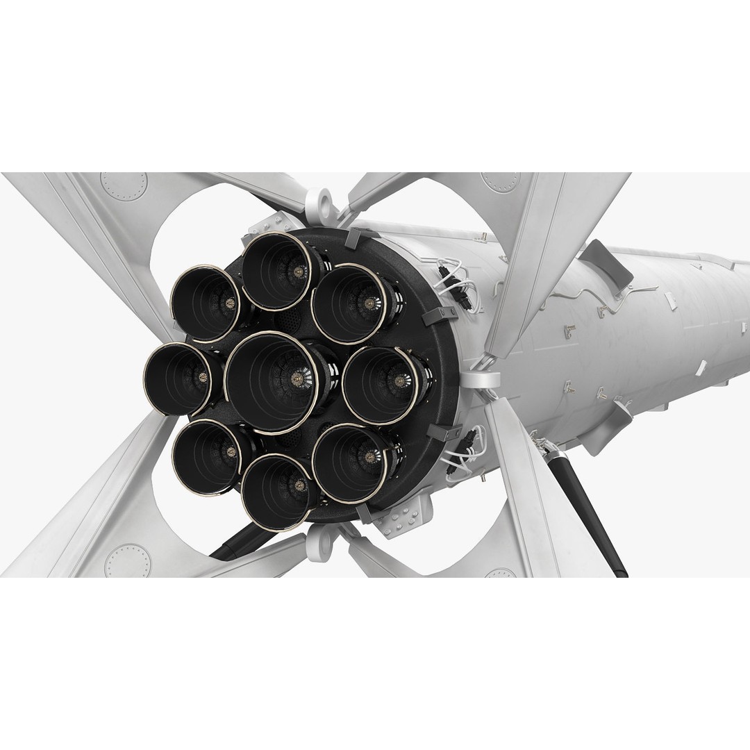 SpaceX Falcon Heavy Rocket 3D Model – Rigged PBR Asset, FBX - View 19