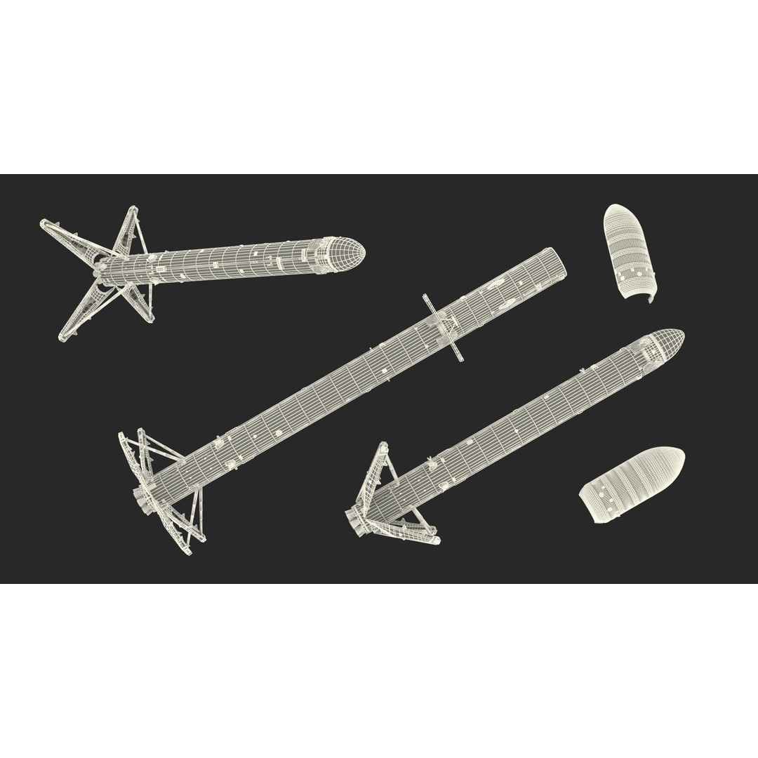 SpaceX Falcon Heavy Rocket 3D Model – Rigged PBR Asset, FBX - View 31