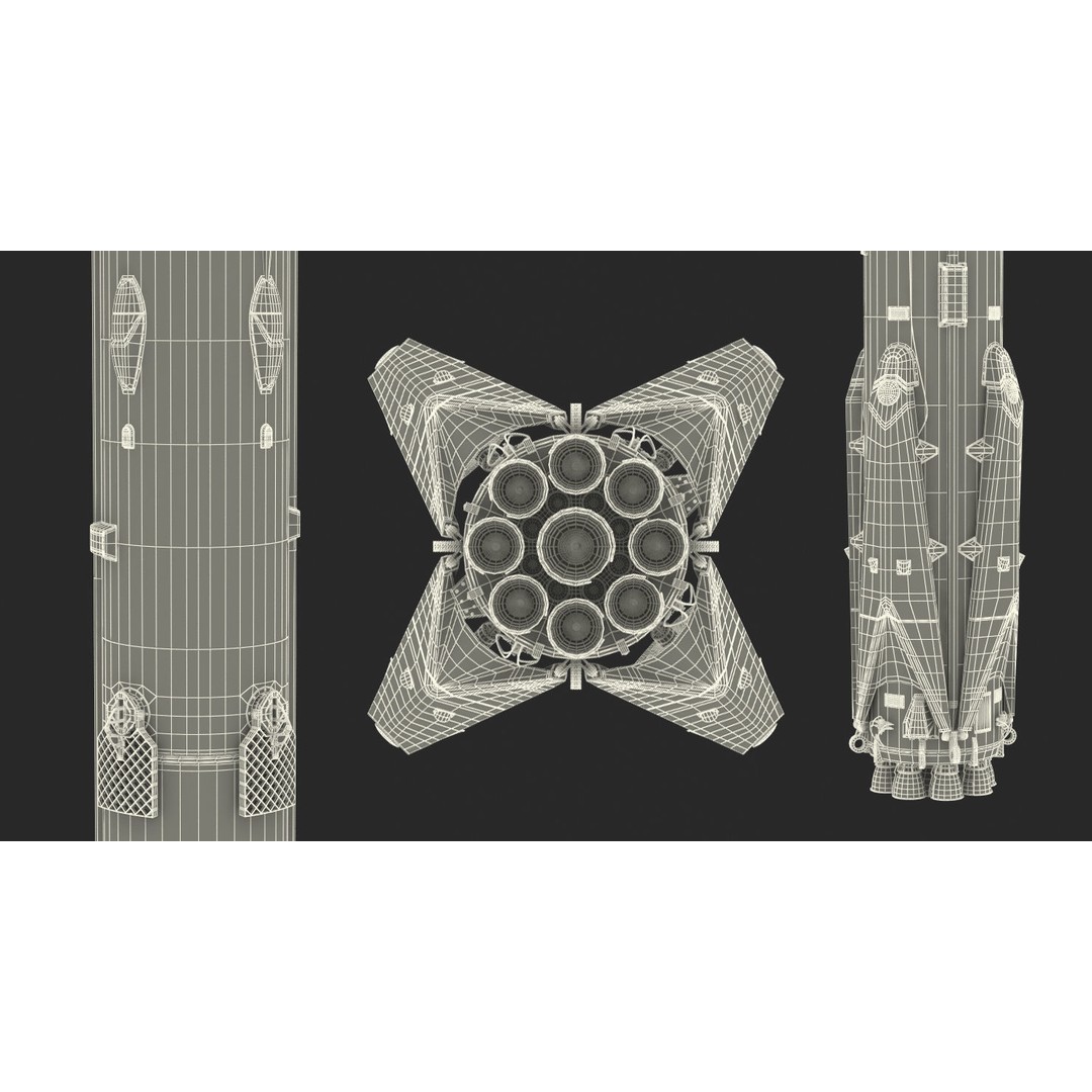 SpaceX Falcon Heavy Rocket 3D Model – Rigged PBR Asset, FBX - View 38