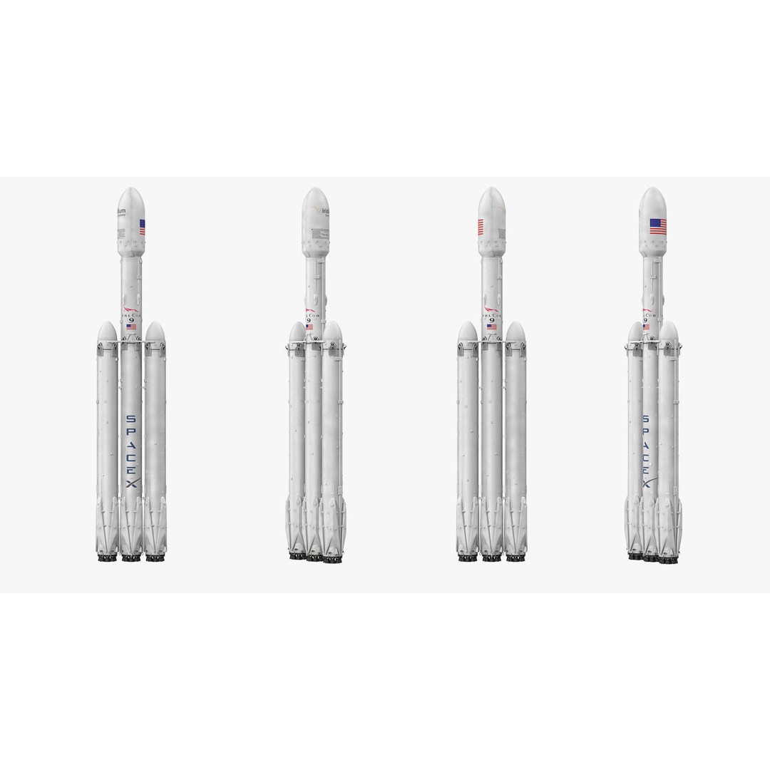 SpaceX Falcon Heavy Rocket 3D Model – Rigged PBR Asset, FBX - View 6