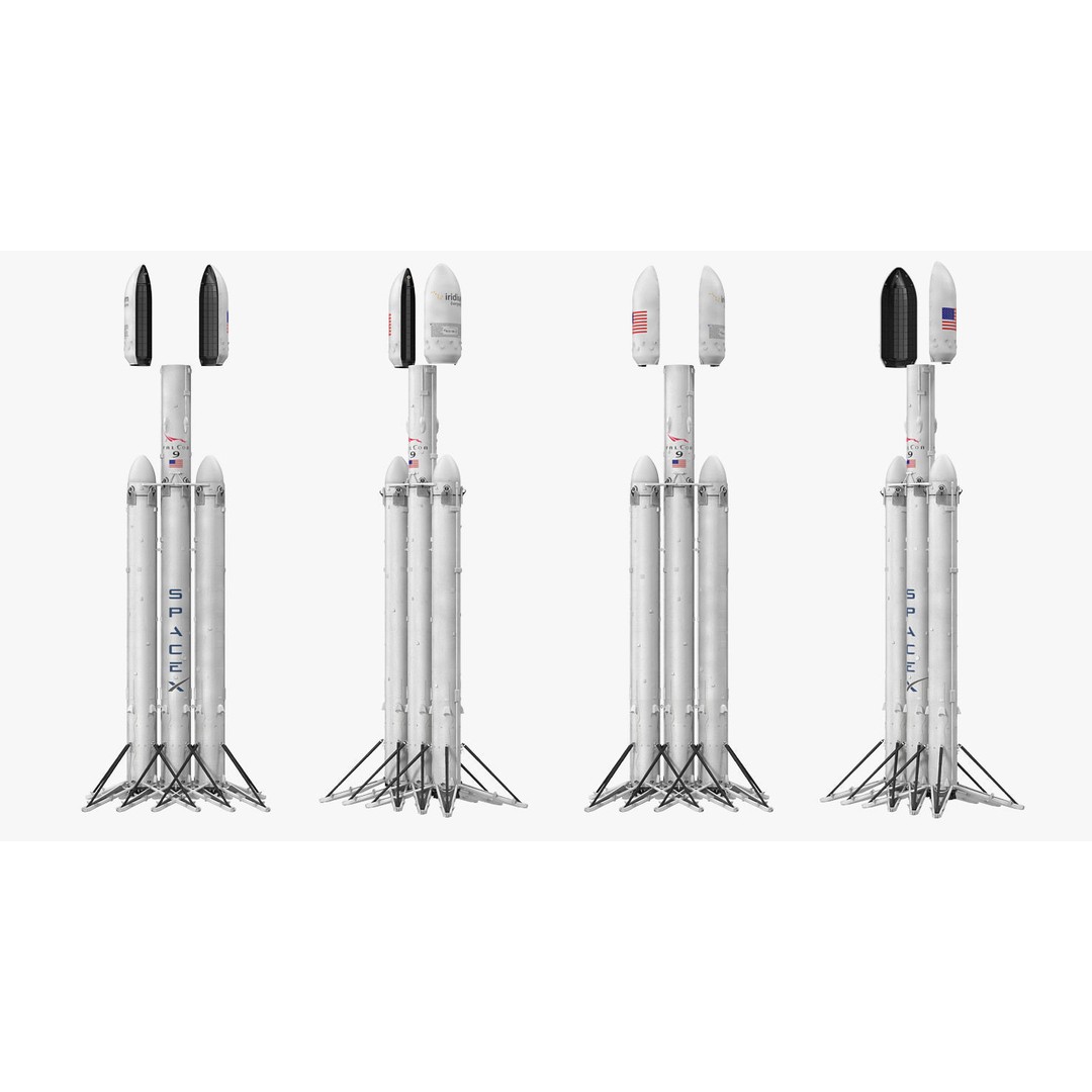 SpaceX Falcon Heavy Rocket 3D Model – Rigged PBR Asset, FBX - View 7