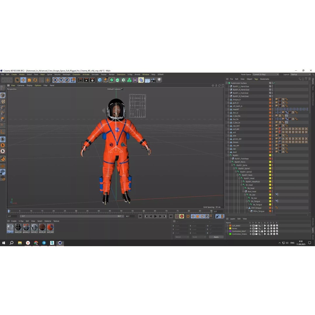 Astronaut 3D Model – Rigged Space Suit for Cinema 4D, PBR Textures - View 28