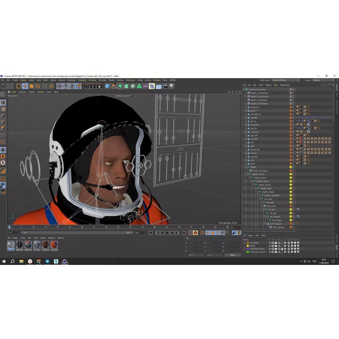 Astronaut 3D Model – Rigged Space Suit for Cinema 4D, PBR Textures - View 32