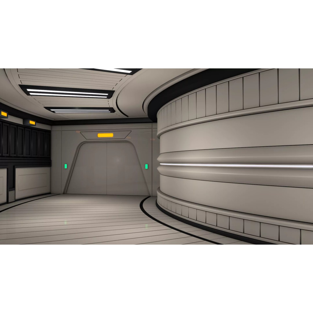 Sci Fi Corridor 3D Model – Modular Tunnel with PBR Materials, FBX - View 4
