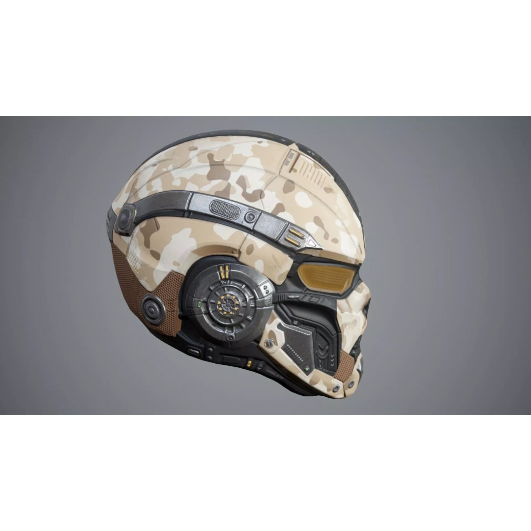 Sci-Fi Helmet P05 3D Model – Low-Poly Game Asset, Rigged, PBR - View 10