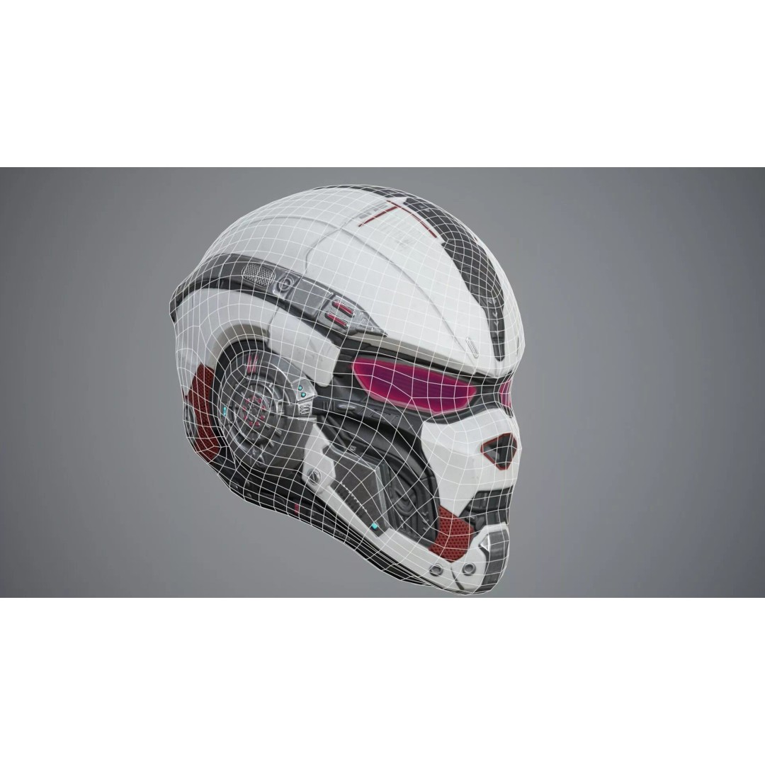Sci-Fi Helmet P05 3D Model – Low-Poly Game Asset, Rigged, PBR - View 12