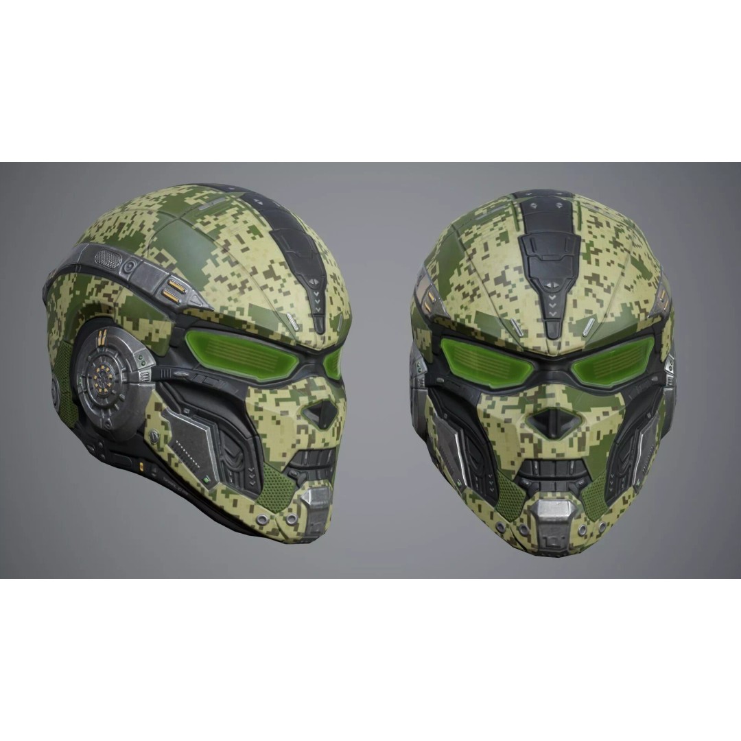 Sci-Fi Helmet P05 3D Model – Low-Poly Game Asset, Rigged, PBR - View 3