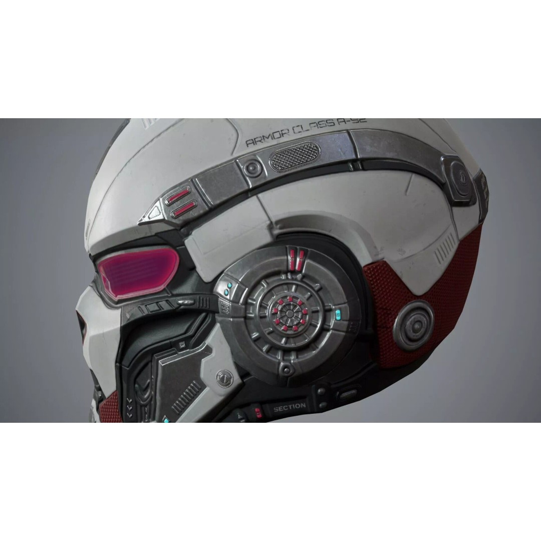 Sci-Fi Helmet P05 3D Model – Low-Poly Game Asset, Rigged, PBR - View 4