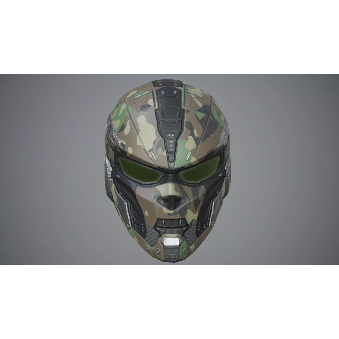 Sci-Fi Helmet P05 3D Model – Low-Poly Game Asset, Rigged, PBR - View 6