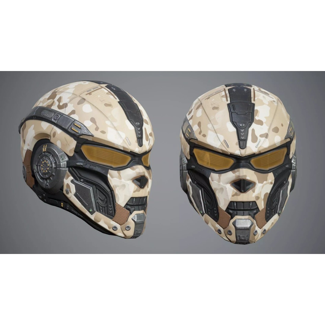 Sci-Fi Helmet P05 3D Model – Low-Poly Game Asset, Rigged, PBR - View 7