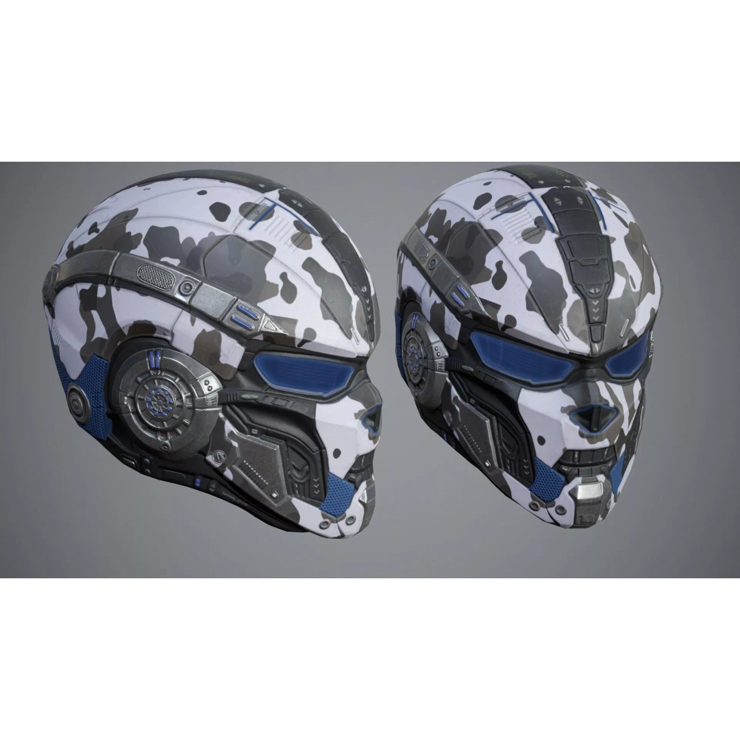 Sci-Fi Helmet P05 3D Model – Low-Poly Game Asset, Rigged, PBR - View 8