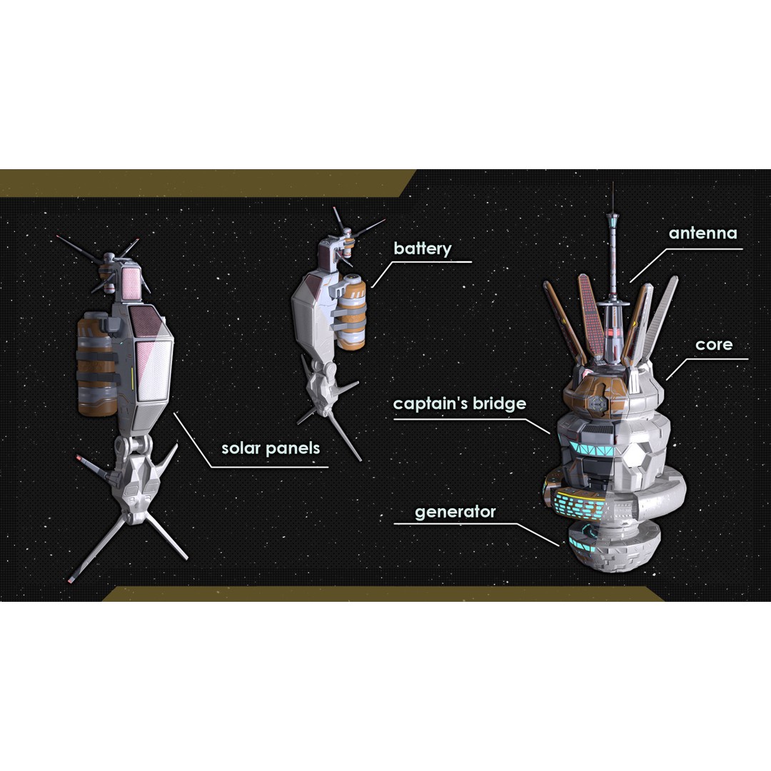 Orbital Star Space Station 3D Model – Low Poly PBR Asset, FBX, OBJ - View 11
