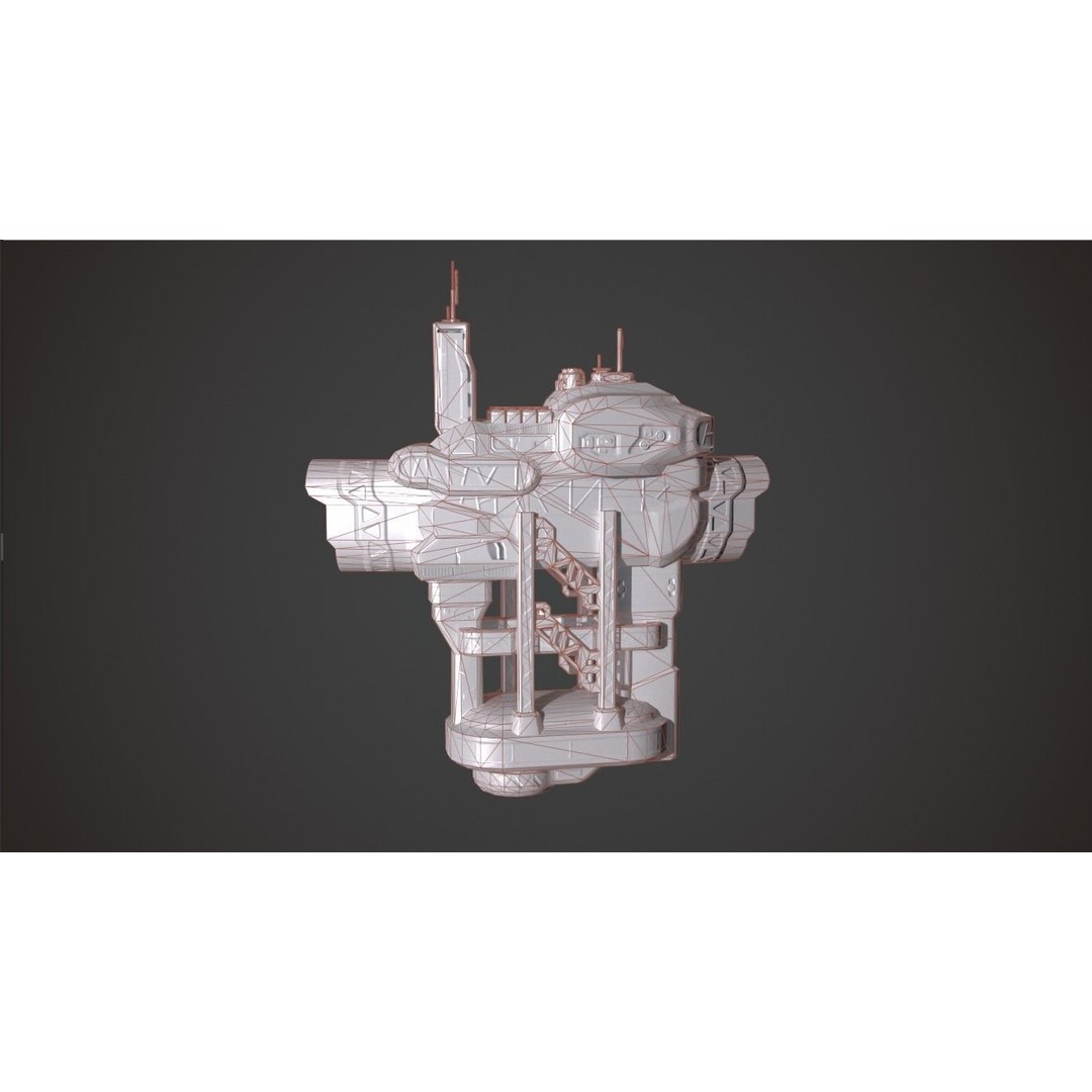 Orbital Star Space Station 3D Model – Low Poly PBR Asset, FBX, OBJ - View 13